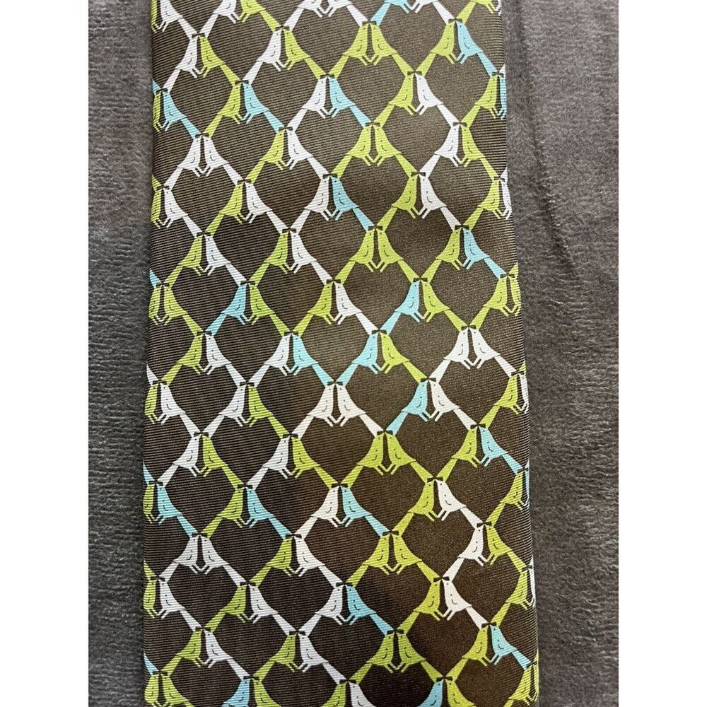 Vera Bradley‎ For Baekgaard Mens Tie Silk Heart Green Brown Nice